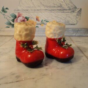 vintage Santa boot wax candle pair